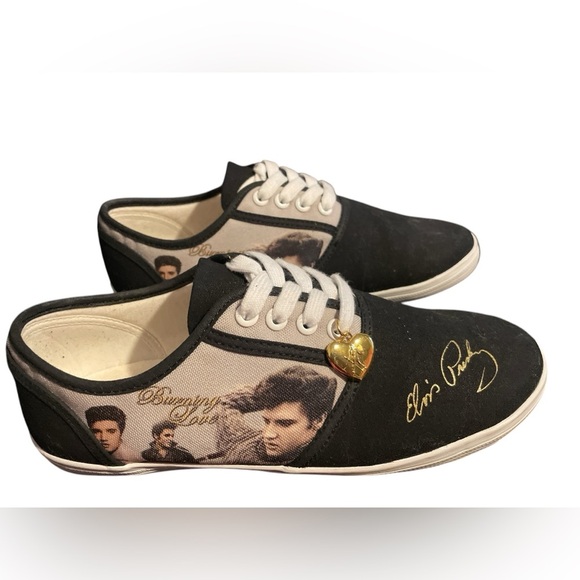 Elvis Presley Bradford Exchange Women's Black Canvas Sneakers - Picture 2 of 4